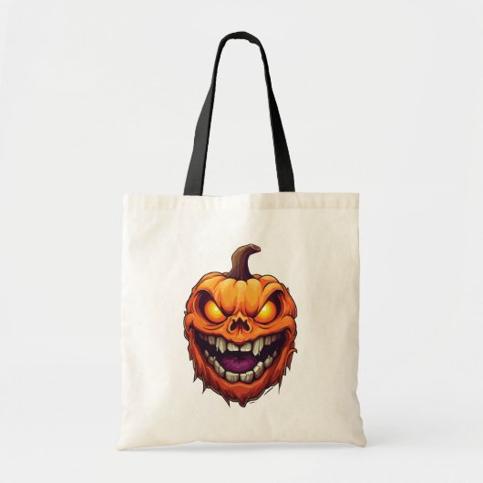Sinister Grinning Pumpkin Head Tote Bag (Voorkant)