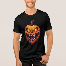 Sinister Grinning Pumpkin Head Tri-Blend Shirt