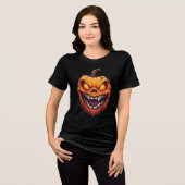 Sinister Grinning Pumpkin Head Tri-Blend Shirt (Voorkant volledig)