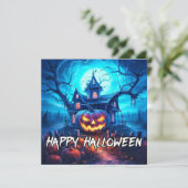 Sinister Halloween Haunted House Kaart (Staand voorkant)