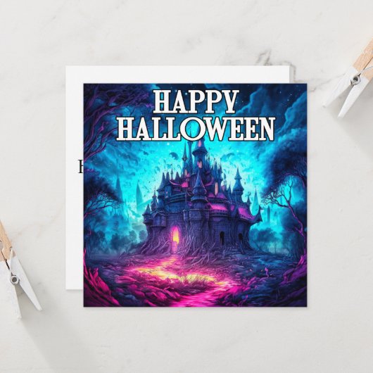 Sinister Halloween Haunted Mansion Kaart (Voorkant / Achterkant in situ)