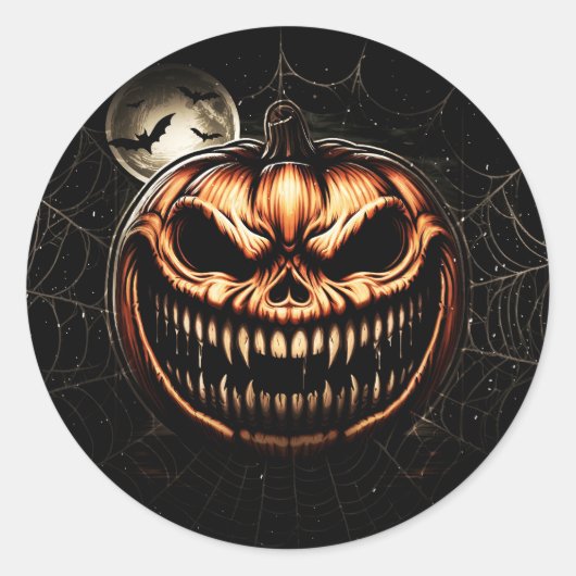 Sinister Jack-O-Lantern Pumpkin Halloween Party Ronde Sticker (Voorkant)