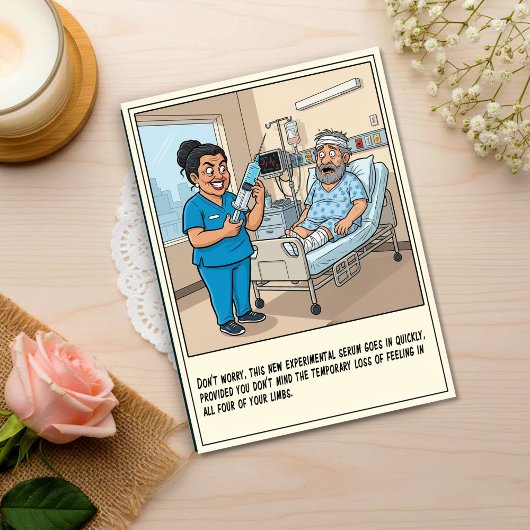 Sinister Nurse Prepares Injection Get Well Briefkaart