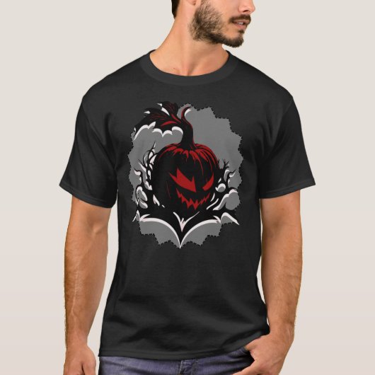 Sinister Pumpkin Spooky Custom T-shirt (Voorkant)