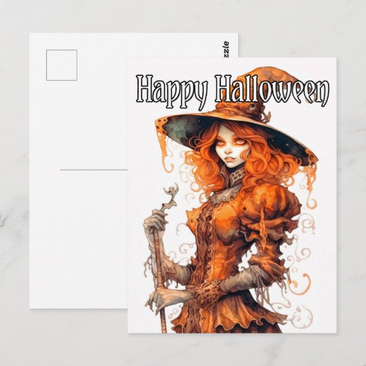 Sinister Salem Heksenillustratie Happy Halloween Briefkaart (Voorkant / Achterkant)