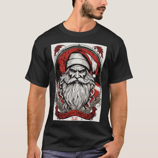 Sinister Santa Circle T-shirt: Retro Vector Kunst  T-shirt (Voorkant)