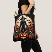 Sinister Scarecrow Jack O Lantern Enge Halloween Tote Bag (Dichtbij)