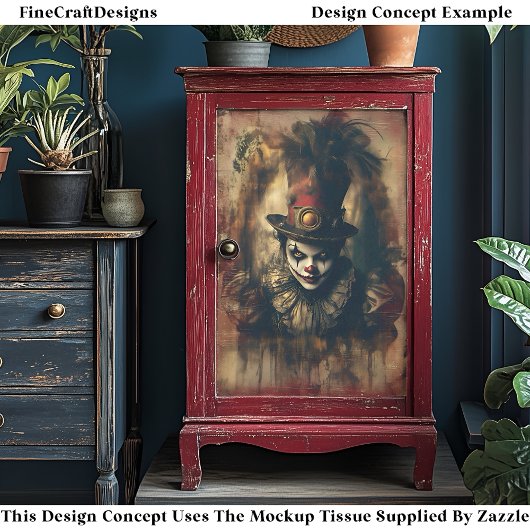 Sinister Victoriaans Clown CG3 Decoupage Tissuepapier