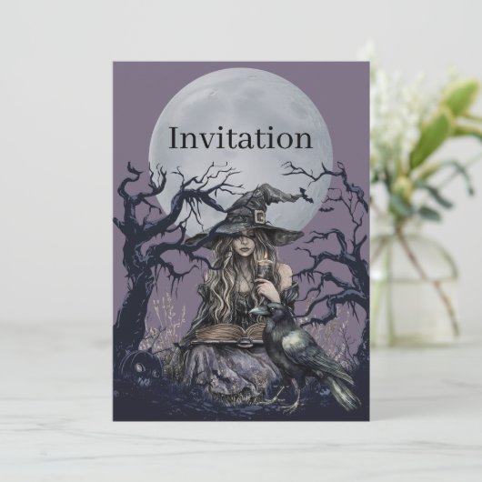 Sinister Witch Casting a Spell in a dark Forest Kaart (Staand voorkant)