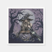 Sinister Witch werpt een betovering in een donker  Servet (Voorkant)