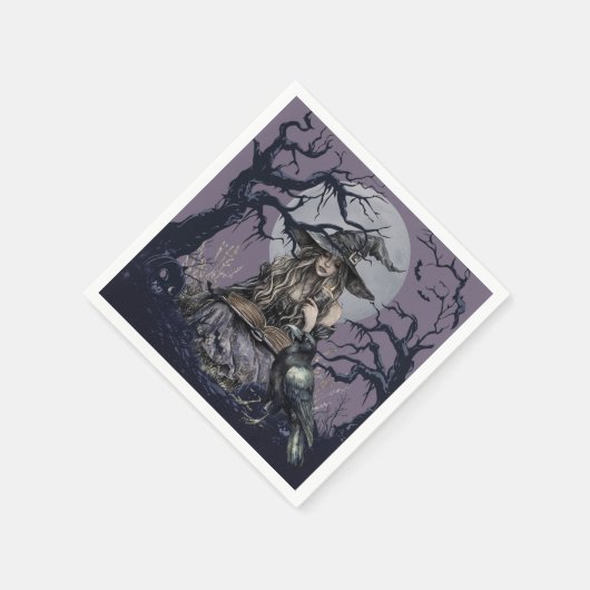 Sinister Witch werpt een betovering in een donker  Servet (Hoek)