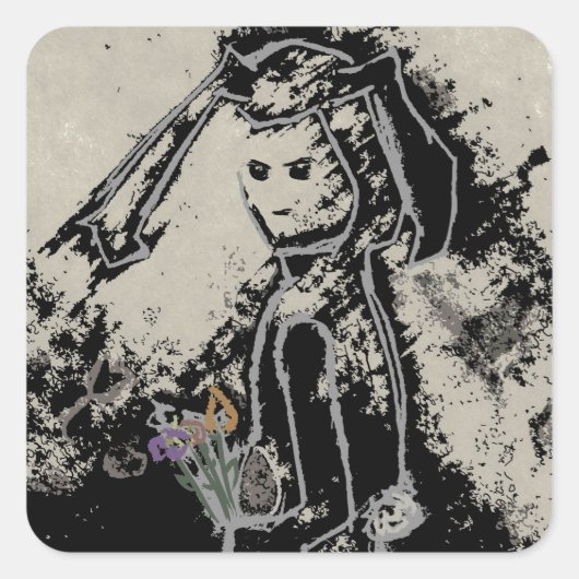 sinisterkonijn vierkante sticker (Voorkant)