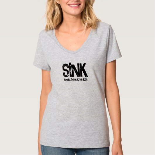 SINK Single Inkomen Geen Kinderen T-shirt (Voorkant)