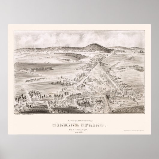 Sinking Spring, PA Panoramic Map - 1898 Poster (Voorkant)