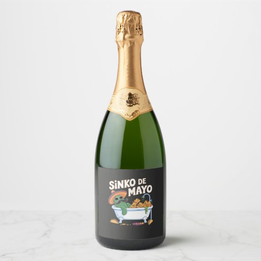 Sinko de Mayo Cinco De Mayo Cactus Grappig Sparkling Wijnetiket (Voorkant)