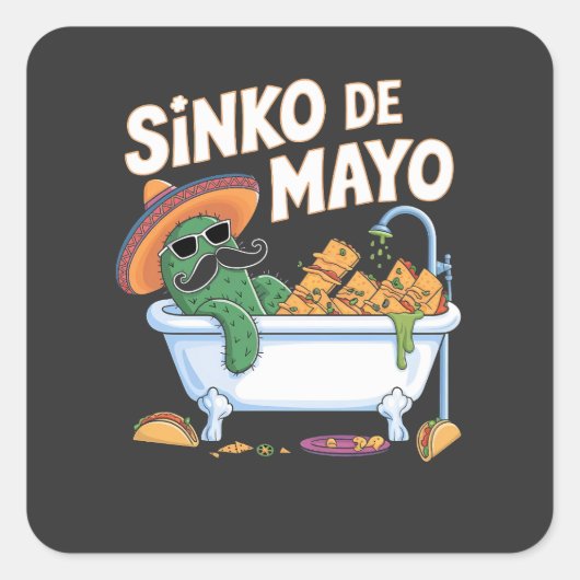 Sinko de Mayo Cinco De Mayo Cactus Grappig  Vierkante Sticker (Voorkant)