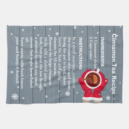 Sinnamon Thee Recept Kerstmis Keuken Handdoek (Horizontaal)