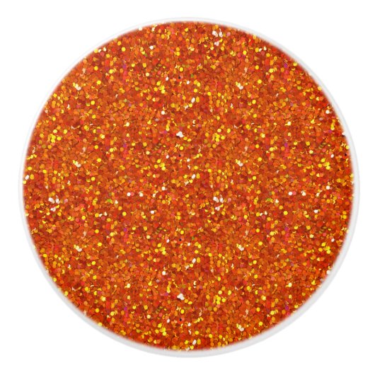 Sinopia Oranje Glitter Keramische Knop (Voorkant)