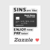 Sins zijn als creditcards sticker (Vel)