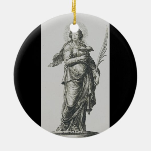 Sint Agatha van Sicilië Keramisch Ornament (Achterkant)