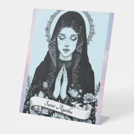 Sint Agatha van Sicilië Patron van Verpleegkundige Reclamebord Met Voetstuk