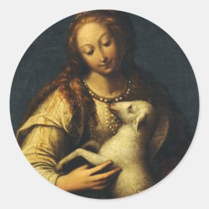 Sint-Agnes door Orsola Maddalena Caccia Ronde Sticker