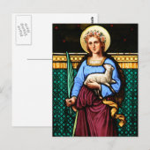 Sint-Agnes van Rome, met lammeren en palmbladeren Briefkaart (Voorkant / Achterkant)