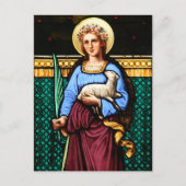 Sint-Agnes van Rome, met lammeren en palmbladeren Briefkaart (Voorkant)
