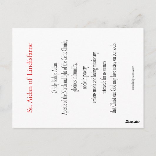 Sint-Aidan van Lindisfarne Prayer Card Briefkaart (Achterkant)