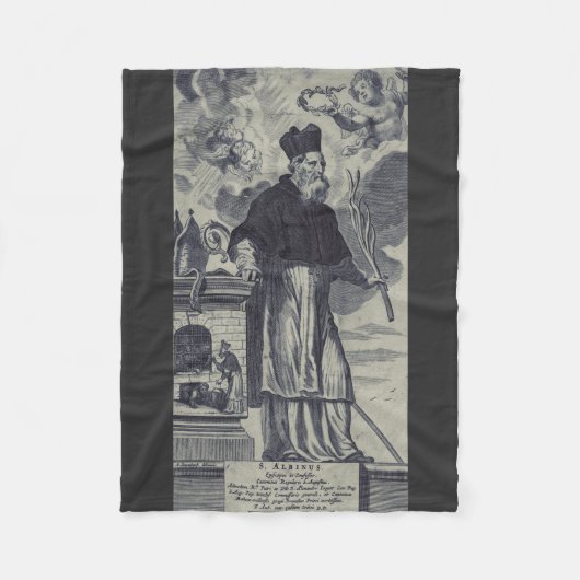 Sint-Albinus van Angers Premium Bisschop van Barmh Fleece Deken (Voorkant)