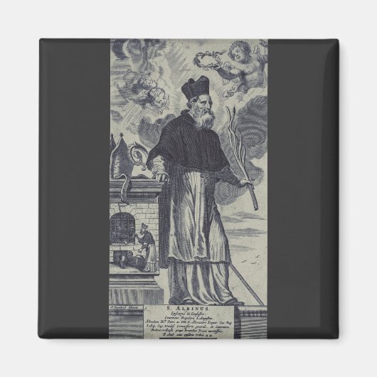Sint Albinus van Angers Premium Bisschop van Barmh Magneet (Voorkant)