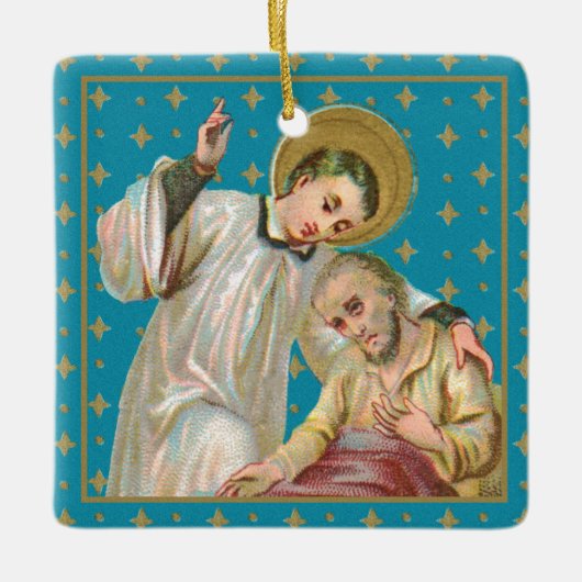 Sint-Aloysius & Plague Victim (M 006) Keramisch Ornament (Voorkant)