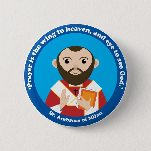 Sint-Ambrose van Milaan Ronde Button 5,7 Cm (Voorkant)