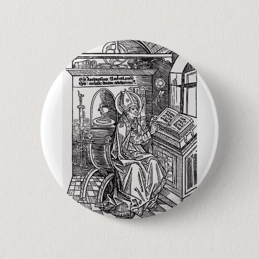 Sint Ambrosius van Milaan Ronde Button 5,7 Cm (Voorkant)