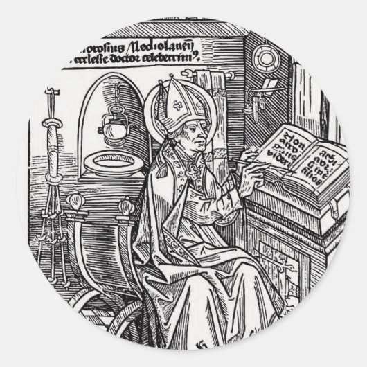 Sint Ambrosius van Milaan Ronde Sticker (Voorkant)