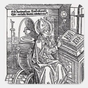 Sint Ambrosius van Milaan Vierkante Sticker