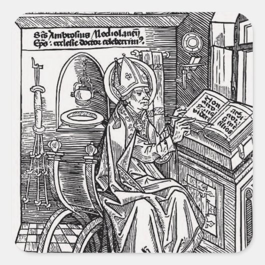 Sint Ambrosius van Milaan Vierkante Sticker (Voorkant)