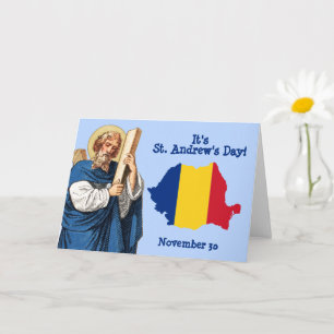 Sint-Andreas en vlagkaart van Roemenië feestdagkaa Kaart