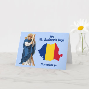 Sint-Andreas en vlagkaart van Roemenië feestdagkaa Kaart