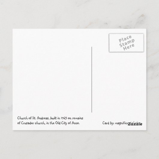 Sint-Andreas kerk, Acre, Israël Briefkaart (Achterkant)