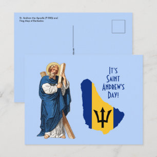 Sint-Andreas met vlagkaart van Barbados Feestdag Briefkaart