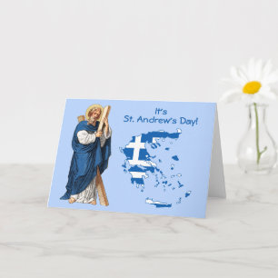 Sint-Andreas met vlagkaart van Griekenland naamdag Kaart