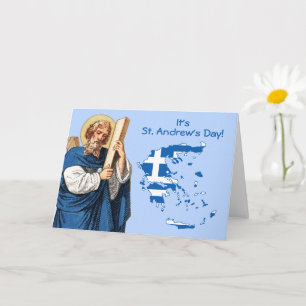 Sint-Andreas met vlagkaart van Griekenland naamdag Kaart