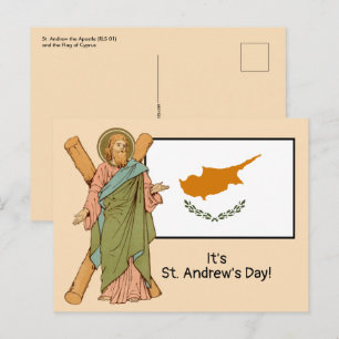 Sint-Andreas (RLS 01) met vlag van Cyprus Feestdag Briefkaart