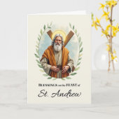 Sint-Andreus Feestdag Zegeningen Bladerkrans Kaart (Gele Bloem)