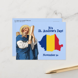 Sint-Andrew en vlag-kaart van Roemenië Feast Day Briefkaart