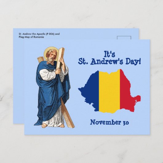 Sint-Andrew en vlag-kaart van Roemenië Feast Day Briefkaart (Voorkant / Achterkant)