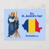 Sint-Andrew en vlag-kaart van Roemenië Feast Day Briefkaart (Voorkant)