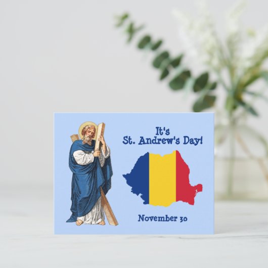 Sint-Andrew en vlag-kaart van Roemenië Feast Day Briefkaart (Staand voorkant)