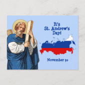 Sint-Andrew met vlag-Kaart van Rusland Feast Day Briefkaart (Voorkant)